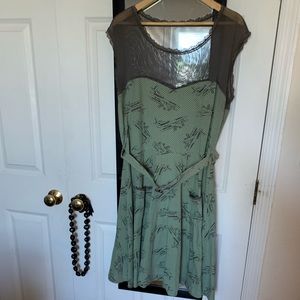Printed gray and green dress